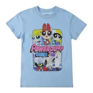 Blue Short Sleeve Tee with Cartoon Graphic